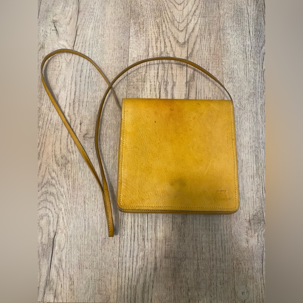 Soy Nica Elegant Mustard Leather Crossbody Bag